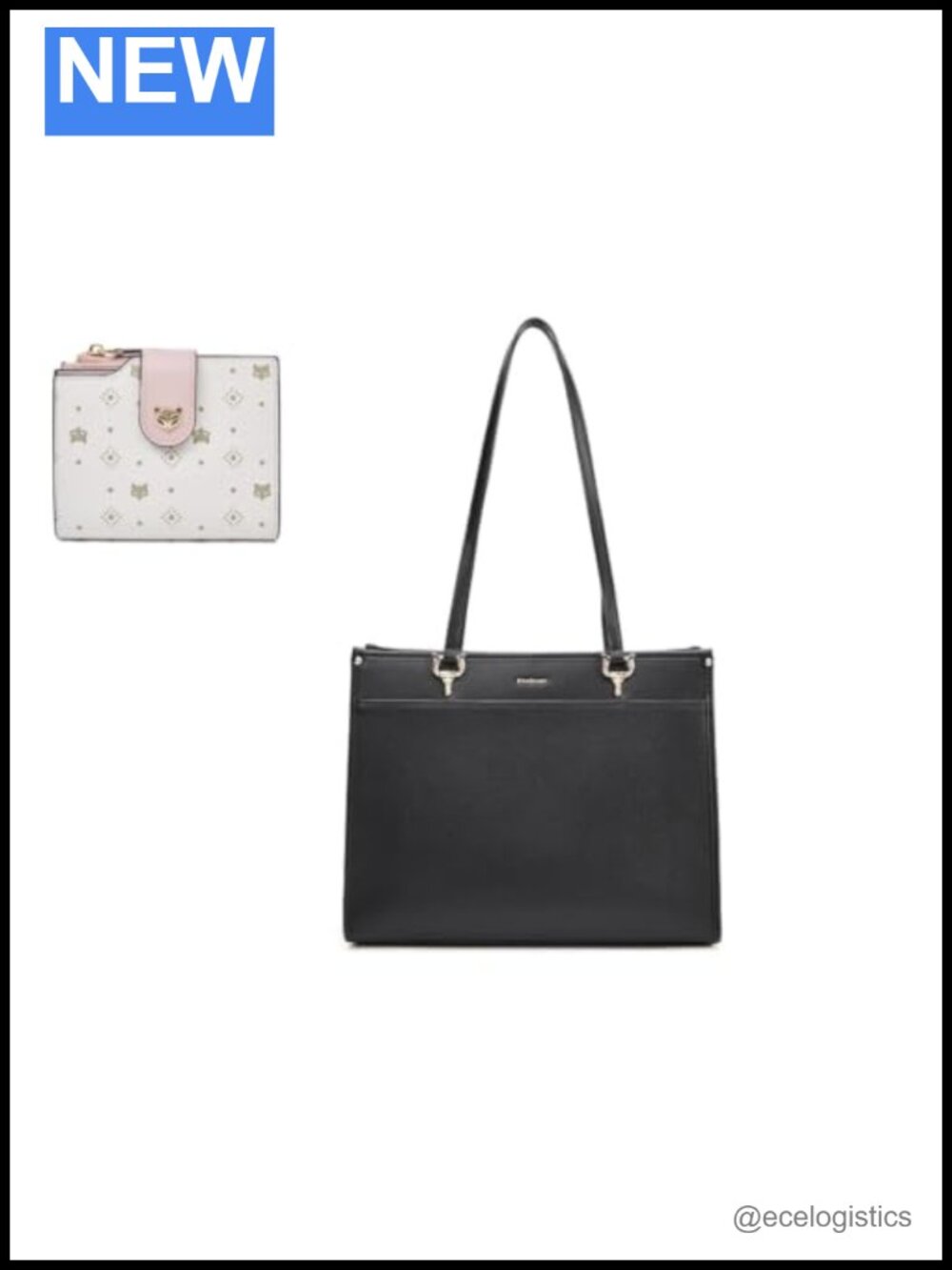 Genuine Leather Tote Bag for Women with Small Wallet